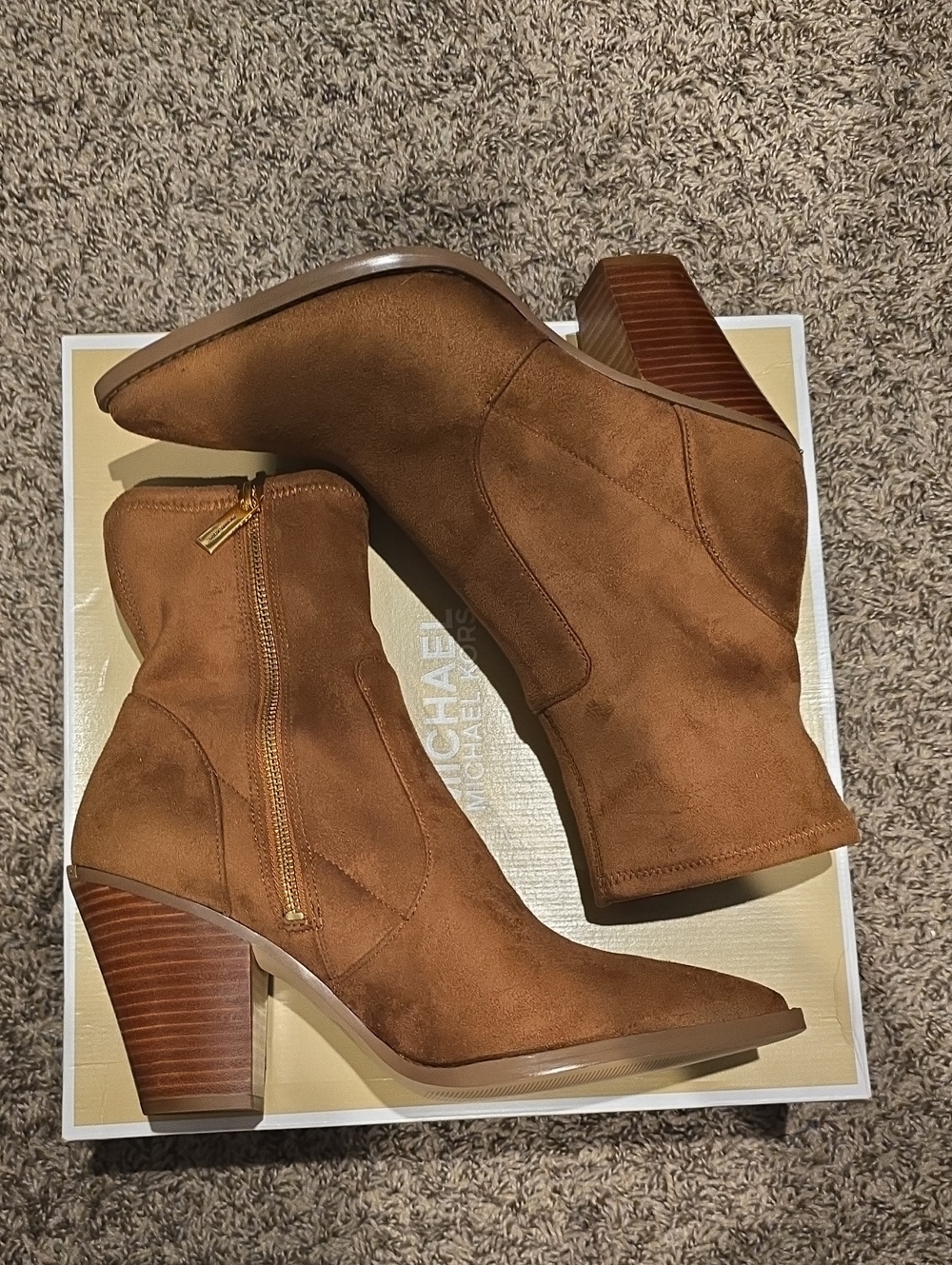 MICHAEL Michael Kors Luggage Brown Suede Ankle Boots - Picture 3 of 7